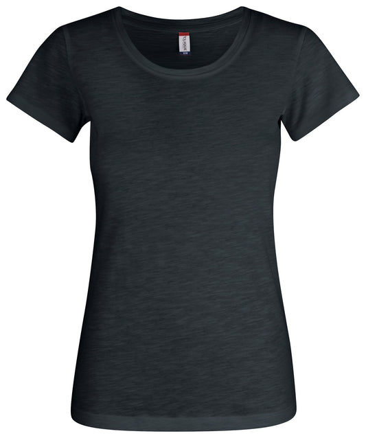 Clique Slub-T Damen Schwarz, Vorderansicht