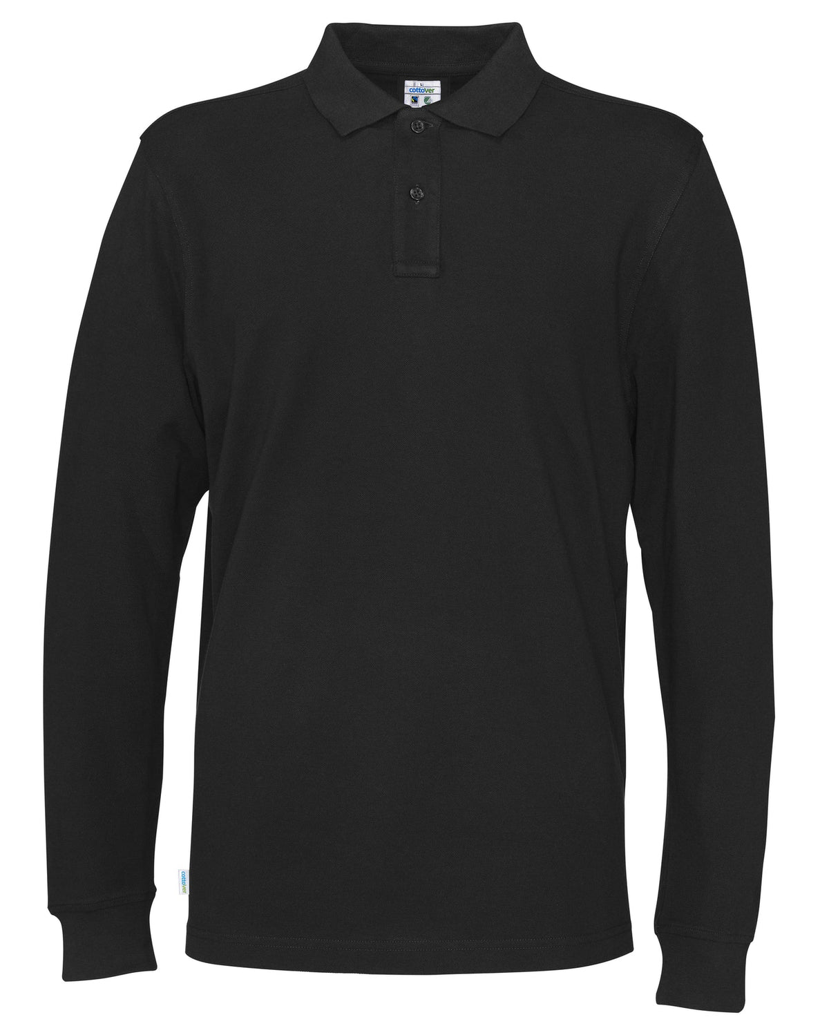 Cottover Pique Long Sleeve Man Schwarz, Vorderansicht