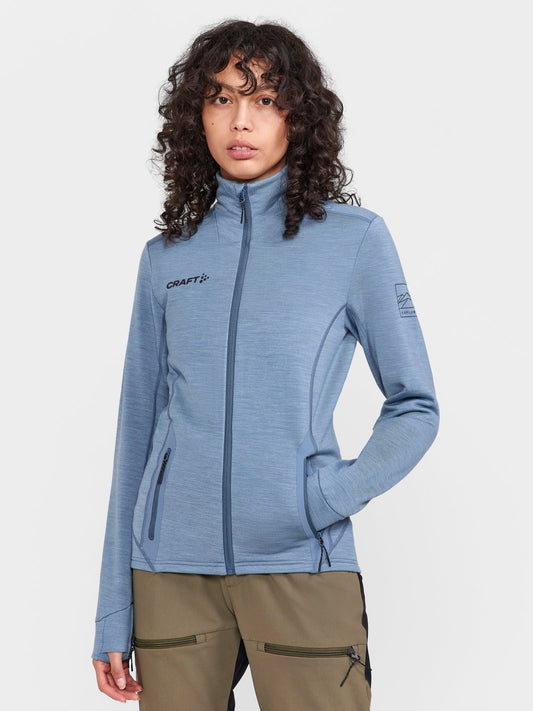 Craft PRO Explore Wool Midlayer Damen in Blau meliert, Detailansicht