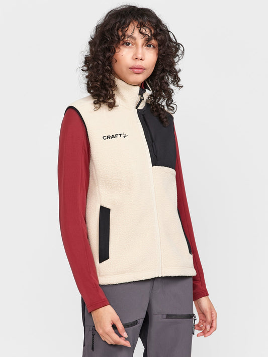 Craft ADV Explore Pile Fleece Vest Damen in Beige, Detailansicht