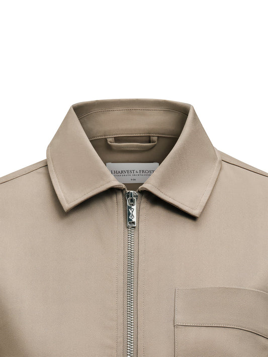 J.Harvest & Frost Modern Zip Overshirt Woman Walnuss, Vorderansicht
