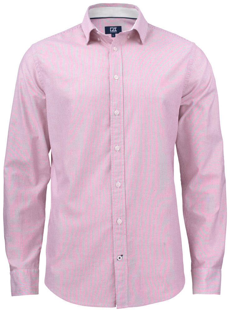 Cutter & Buck Belfair Oxford Hemd Herren Rosa/Weisser Streifen, Vorderansicht