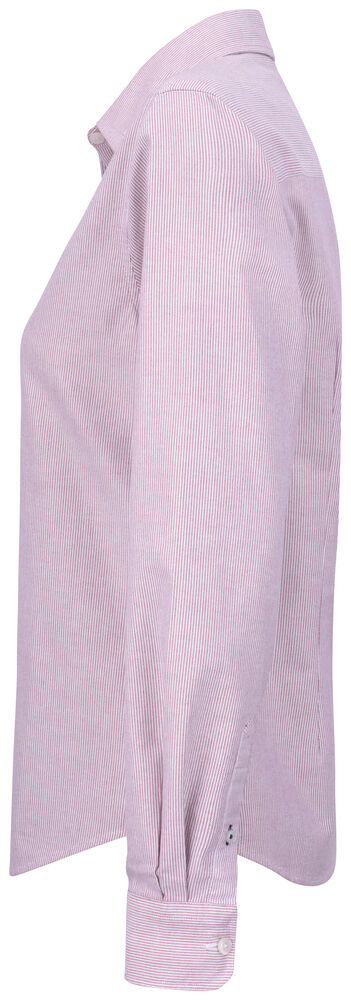 Cutter & Buck Belfair Oxford Bluse Damen Rosa mit weissem Streifen, Seitenansicht links