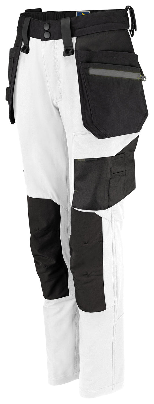 ProJob 5564 Damen Stretch Arbeitshose mit Hängentaschen Weiss, Produktansicht