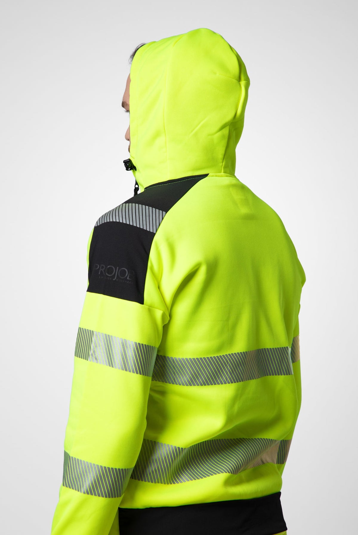 ProJob 6110 Warnschutz Kapuzenjacke Gelb/Schwarz Rückansicht schräg