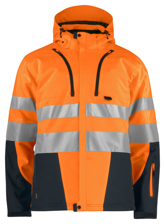 ProJob 6420 gefütterte Warnschutz Softshelljacke Orange/Schwarz Vorderansicht