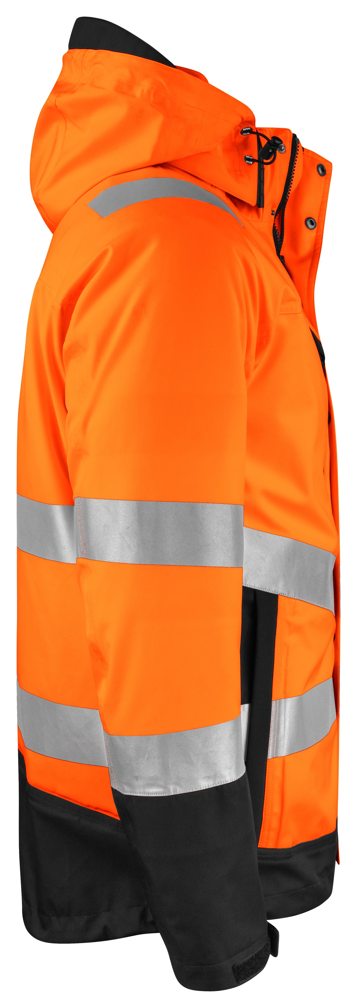ProJob 6445 Wind- und Wasserdichter Parka 3-IN-1 EN ISO 20471 Klasse 3/2 Orange/Schwarz, Seitenansicht rechts