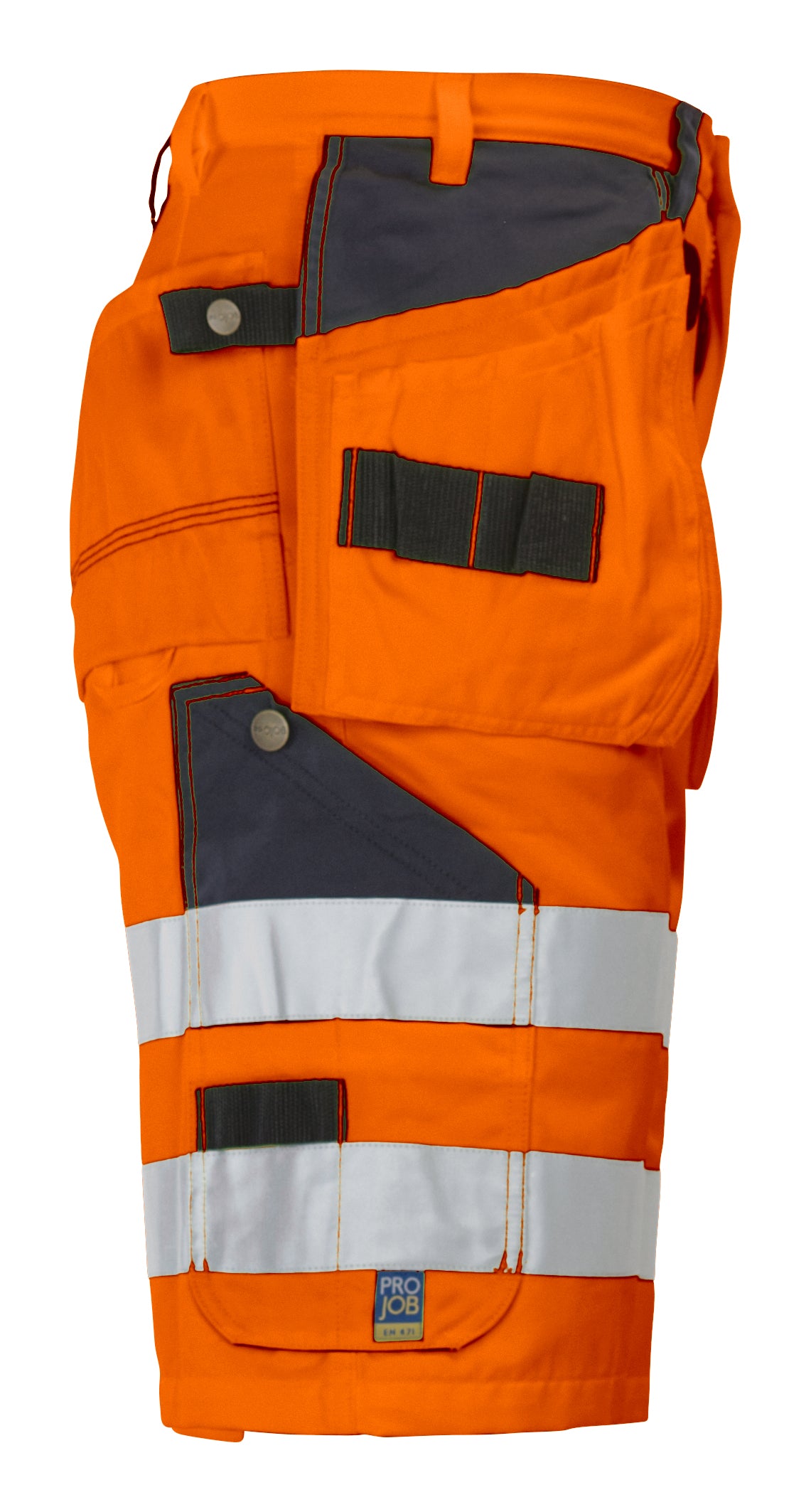 ProJob 6503 Shorts mit Hängetaschen EN ISO 20471 Klasse 2 Orange/Schwarz, Seitenansicht rechts