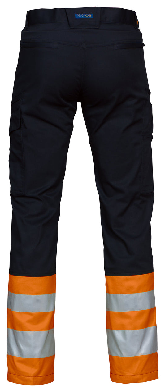 ProJob 6523 Arbeitshose EN ISO 20471 Klasse 1 Moderner Schnitt Orange/Schwarz, Rückansicht