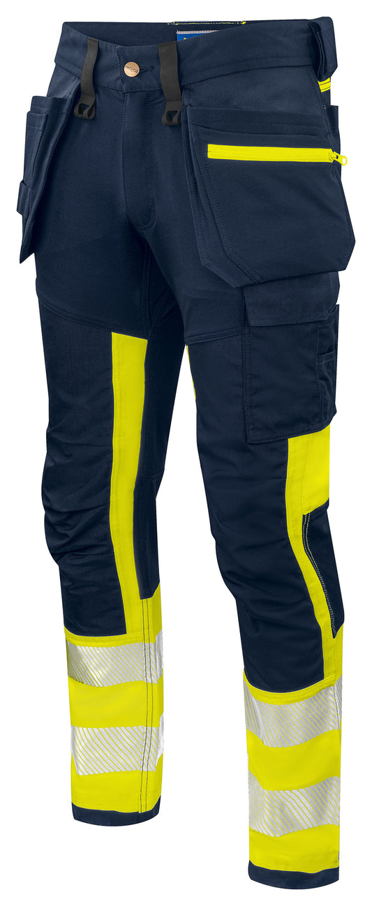 ProJob 6540 Bundhose mit Hängetaschen EN ISO 20471 Klasse 1 Gelb/Marine, Produktansicht