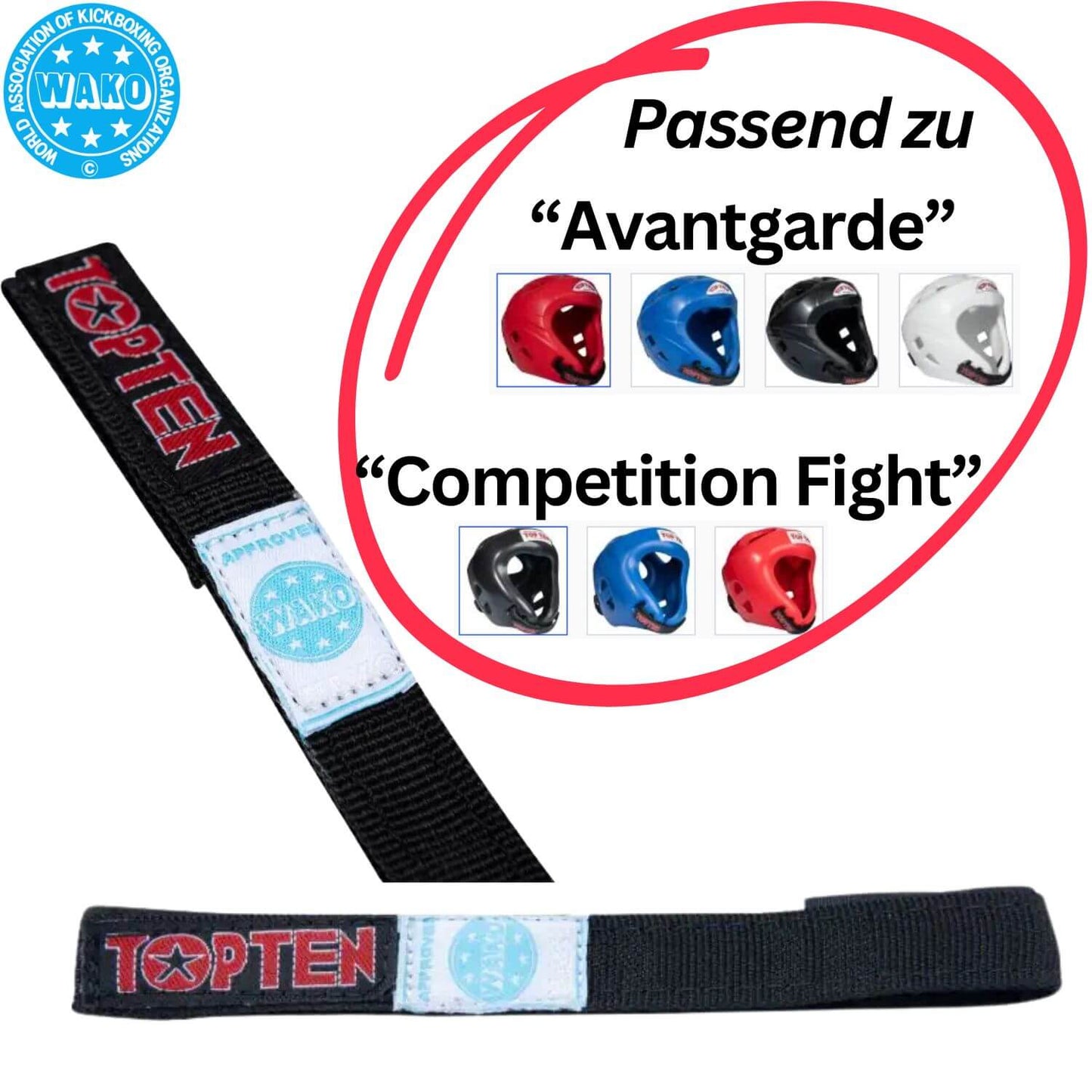 TOP TEN „Avantgarde“ Kopfschutz (schwarz) mit WAKO-Label