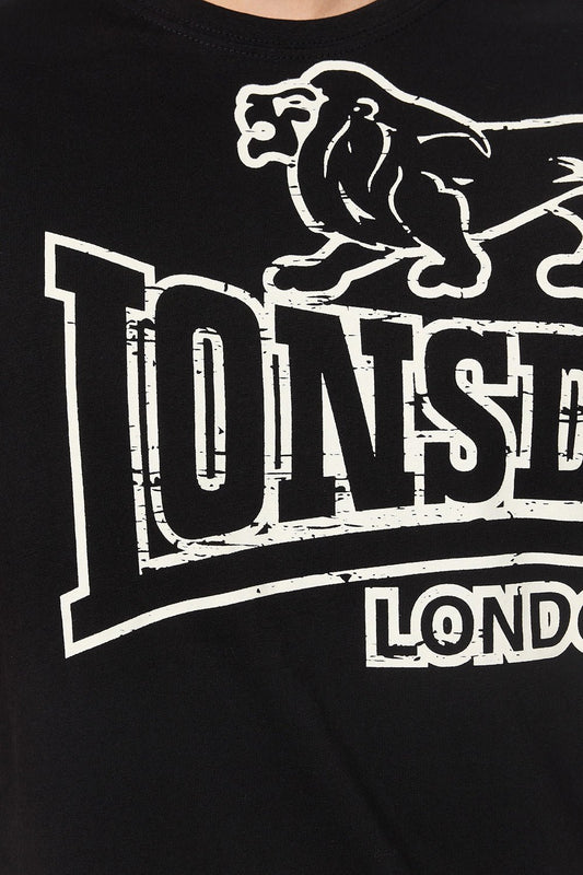 Lonsdale Langsett Herren-T-Shirt mit Kontrastdruck an der Seite