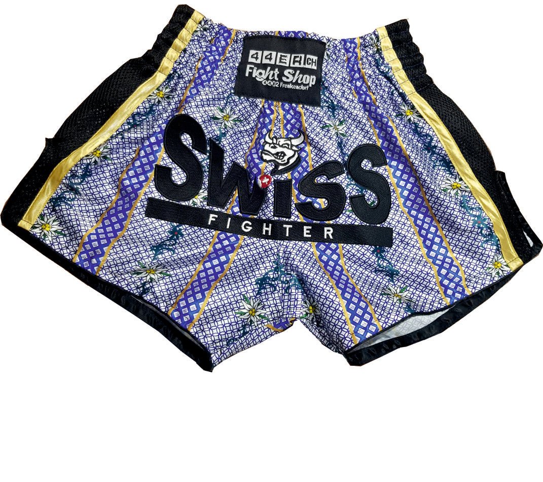 44er Thaiboxshorts Swiss Fighter mit gesticktem Logo