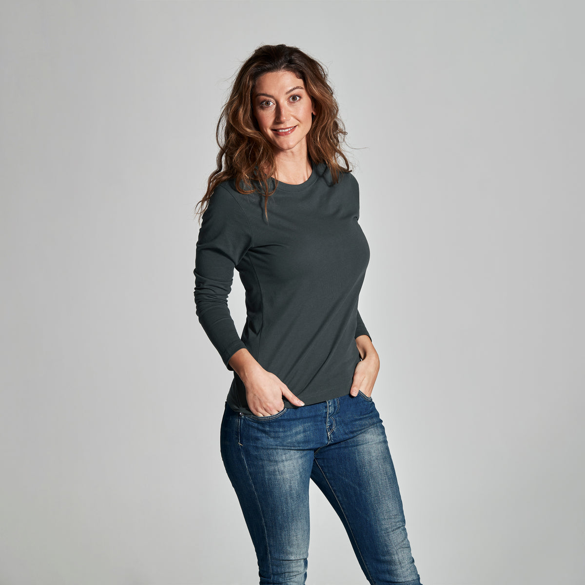 Cottover T-shirt Long Sleeve Lady Anthrazit, Produktansicht