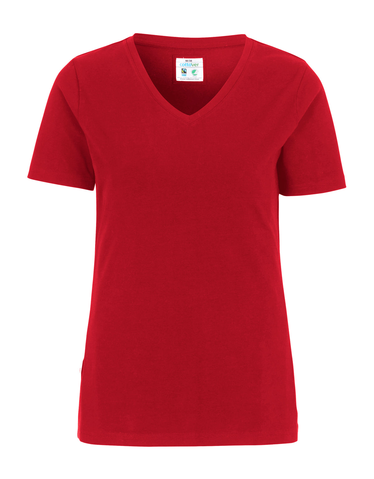 Cottover Stretch V-Neck Lady Rot, Vorderansicht