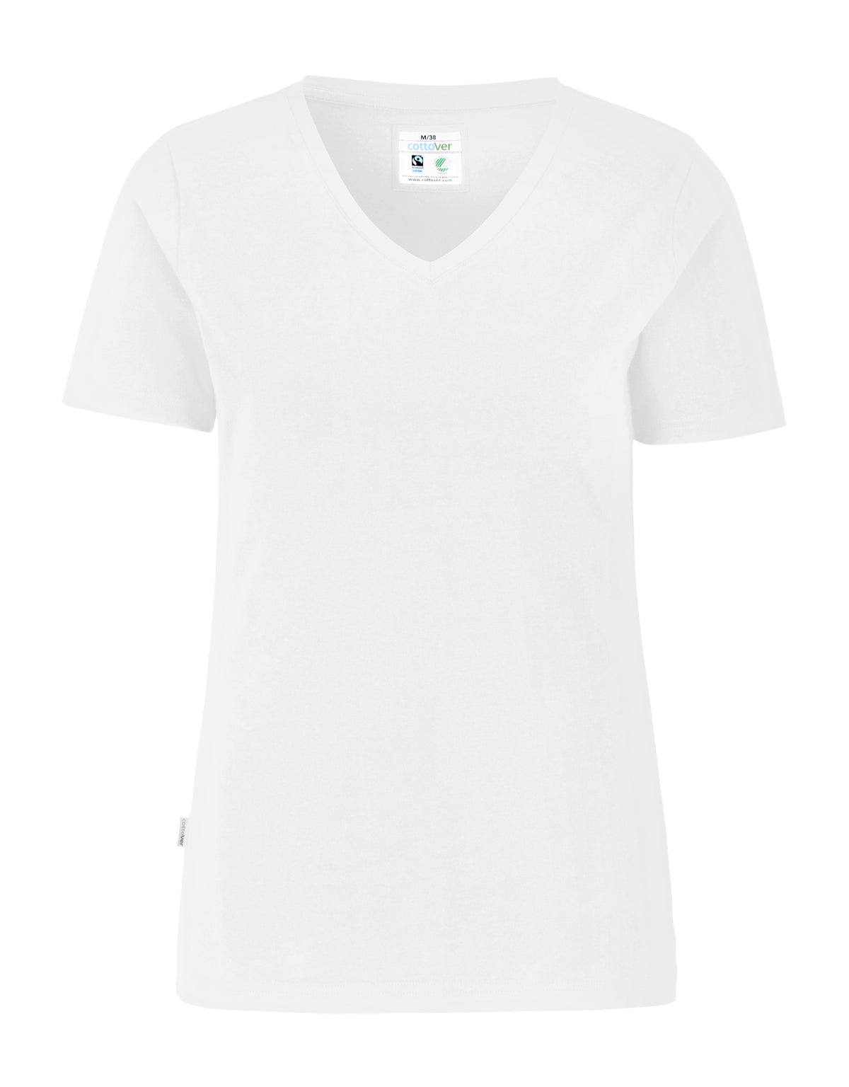Cottover Stretch V-Neck Lady Weiss, Vorderansicht