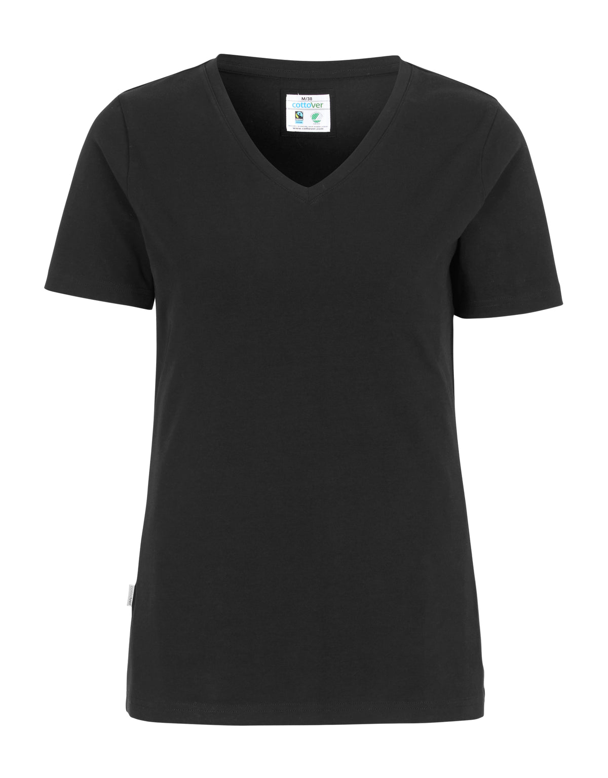 Cottover Stretch V-Neck Lady Schwarz, Vorderansicht