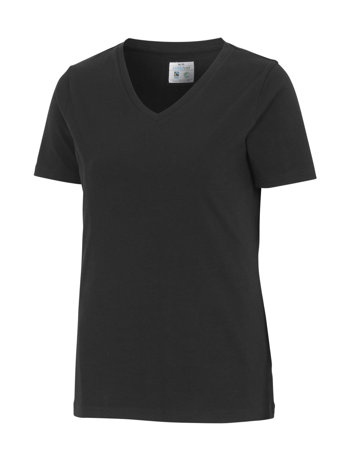 Cottover Stretch V-Neck Lady Schwarz, Produktansicht