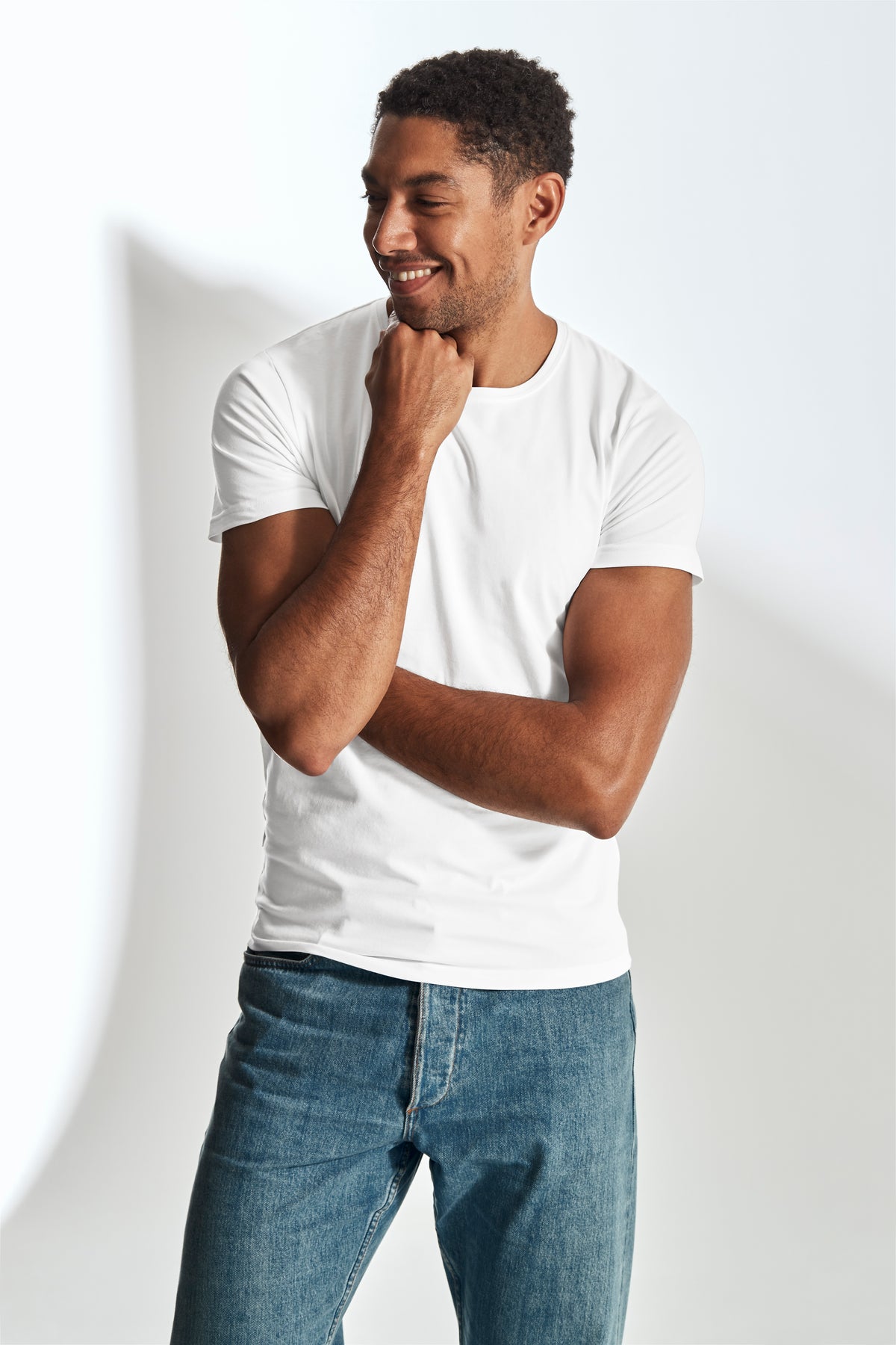 Cottover Stretch R-Neck Man Weiss, Produktansicht
