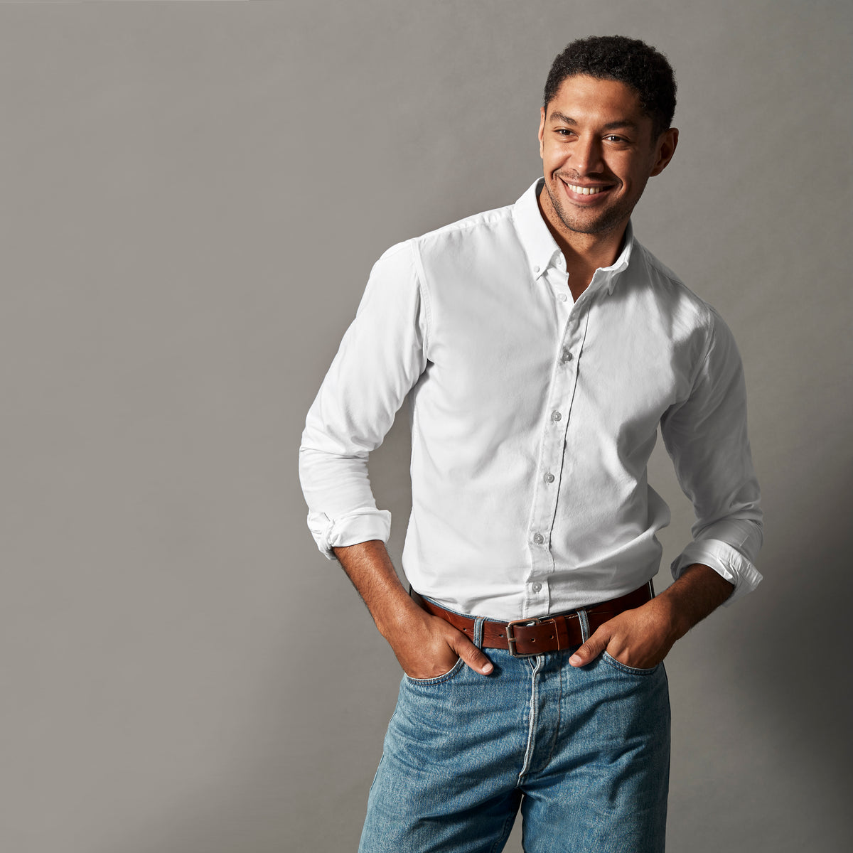 Cottover Oxford shirt l.sl Man Weiss, Produktansicht