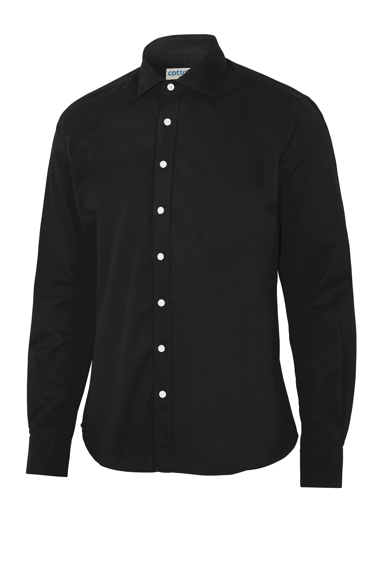 Cottover Twill Slim Fit Man Schwarz, Vorderansicht