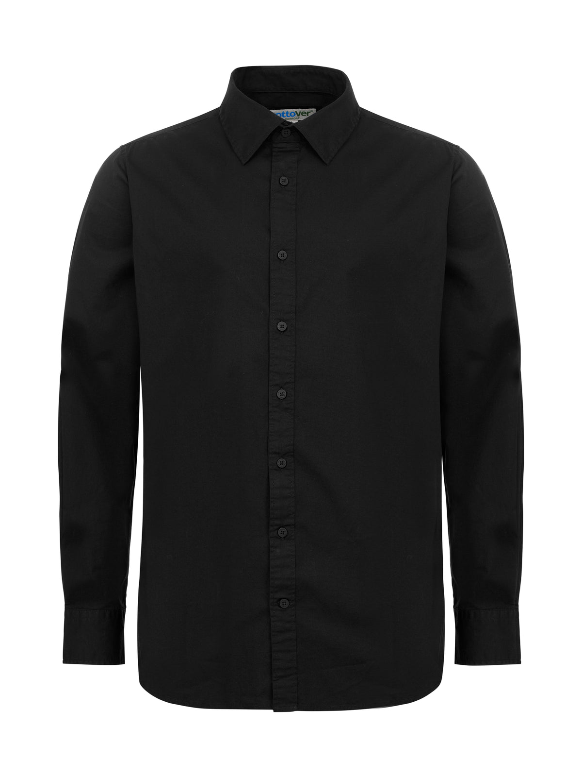 Cottover Poplin Comfort Man Schwarz, Vorderansicht