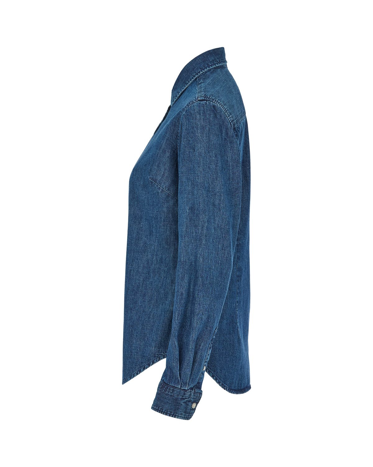 Cottover Hemd Dark Denim Damen Navy, Seitenansicht links