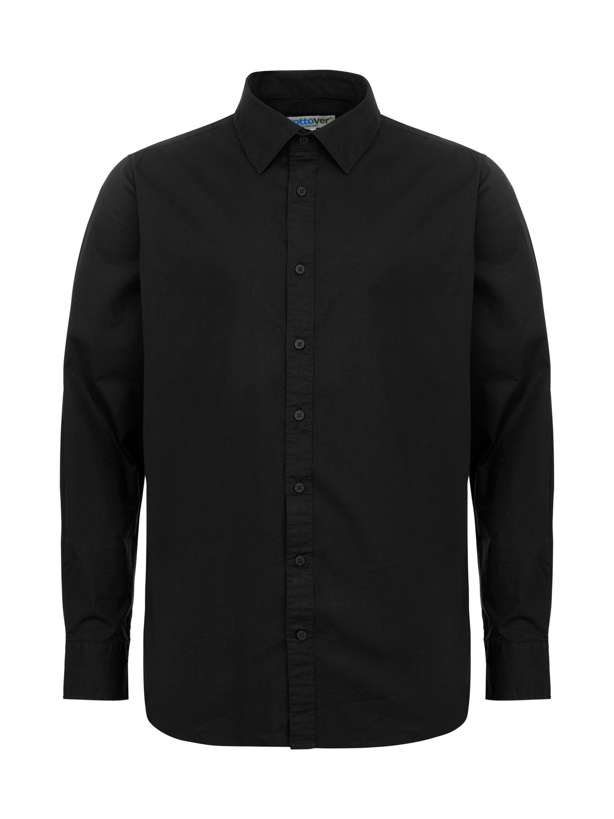 Cottover Poplin Slim fit Man Schwarz, Vorderansicht