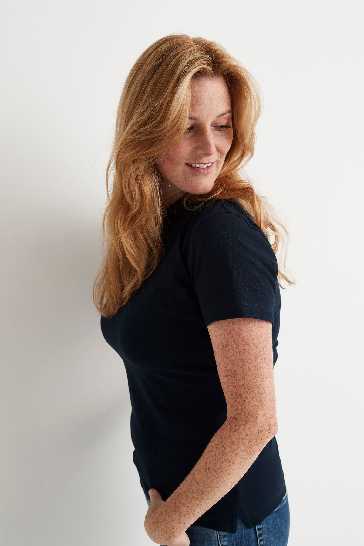Cottover Stretch Pique Lady Marine, Produktansicht