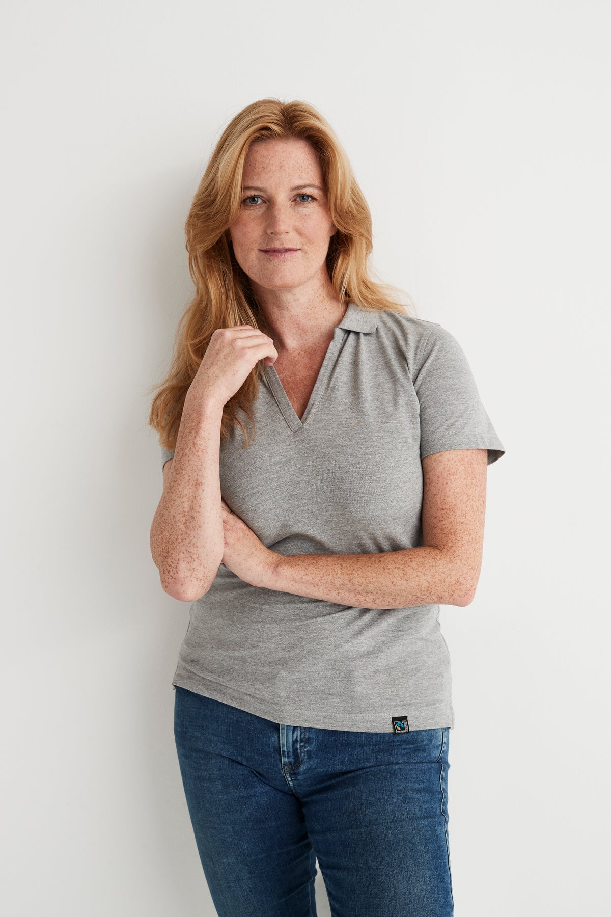Cottover Stretch Pique Lady Graumeliert, Produktansicht