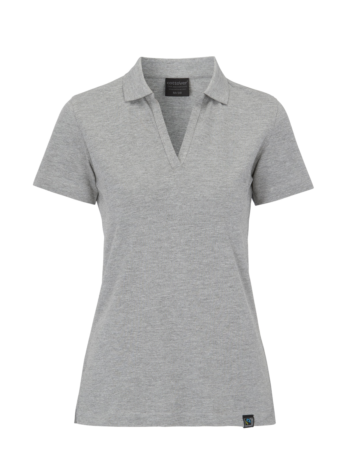 Cottover Stretch Pique Lady Graumeliert, Vorderansicht