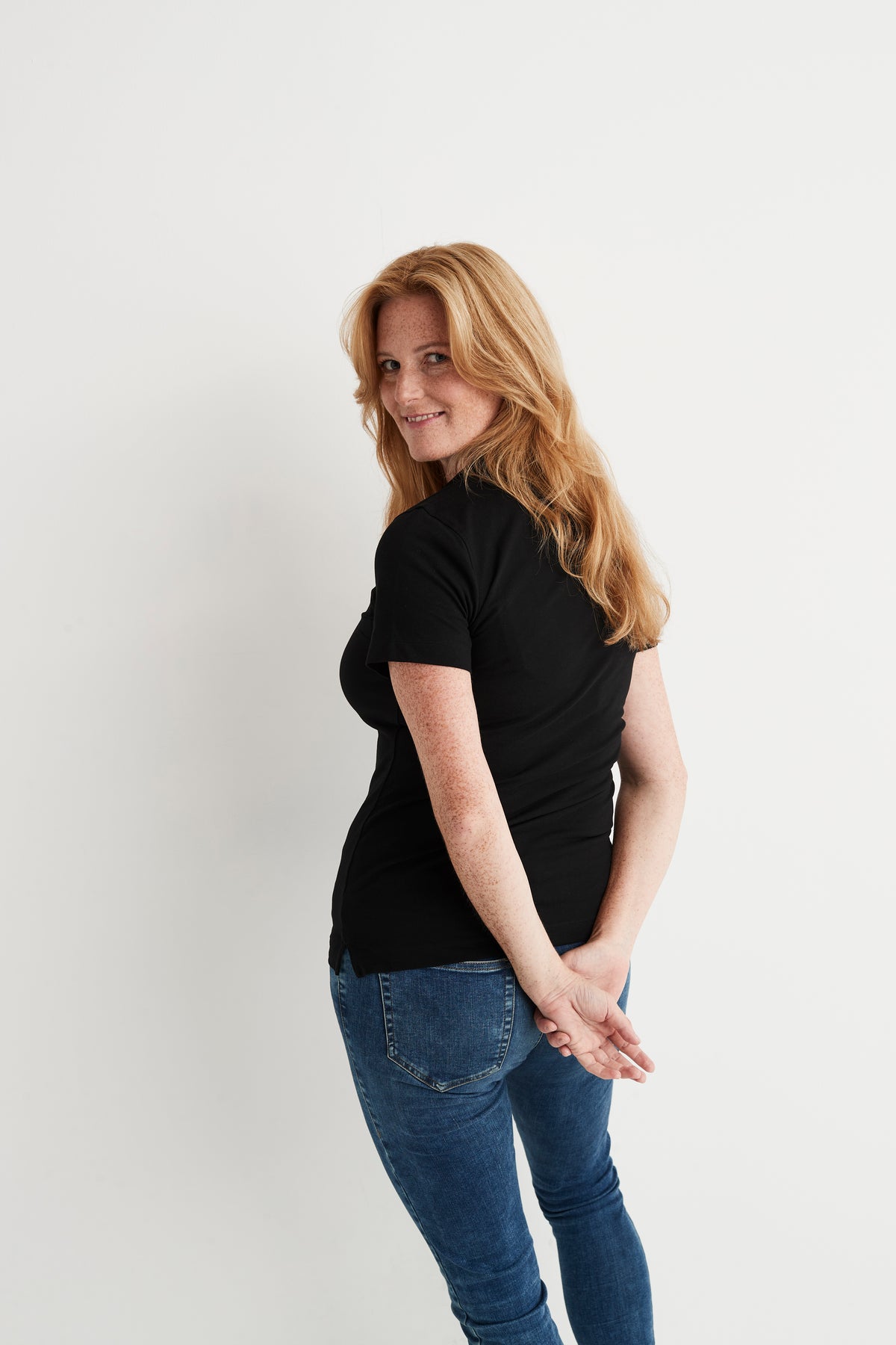 Cottover Stretch Pique Lady Schwarz, Produktansicht