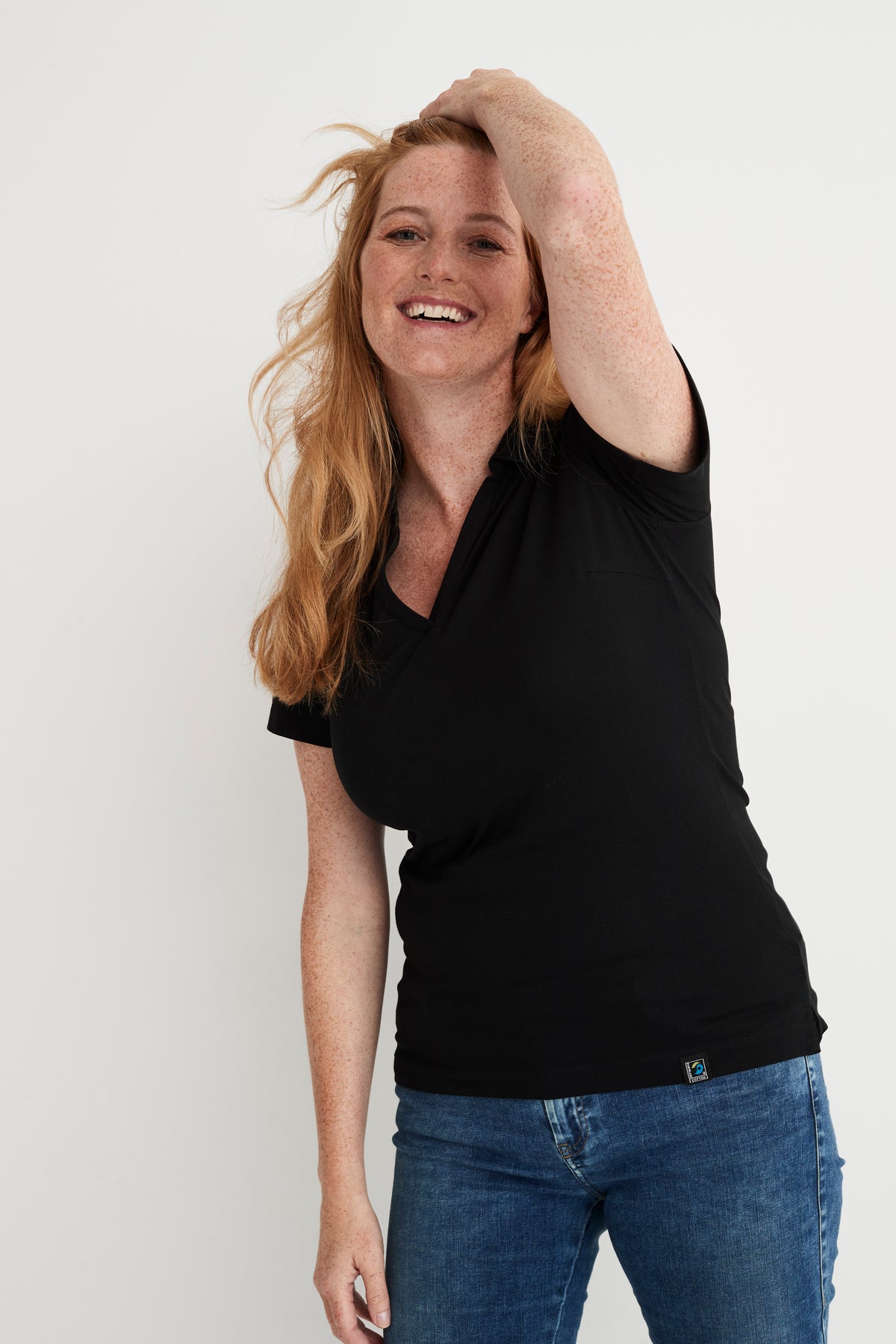 Cottover Stretch Pique Lady Schwarz, Produktansicht