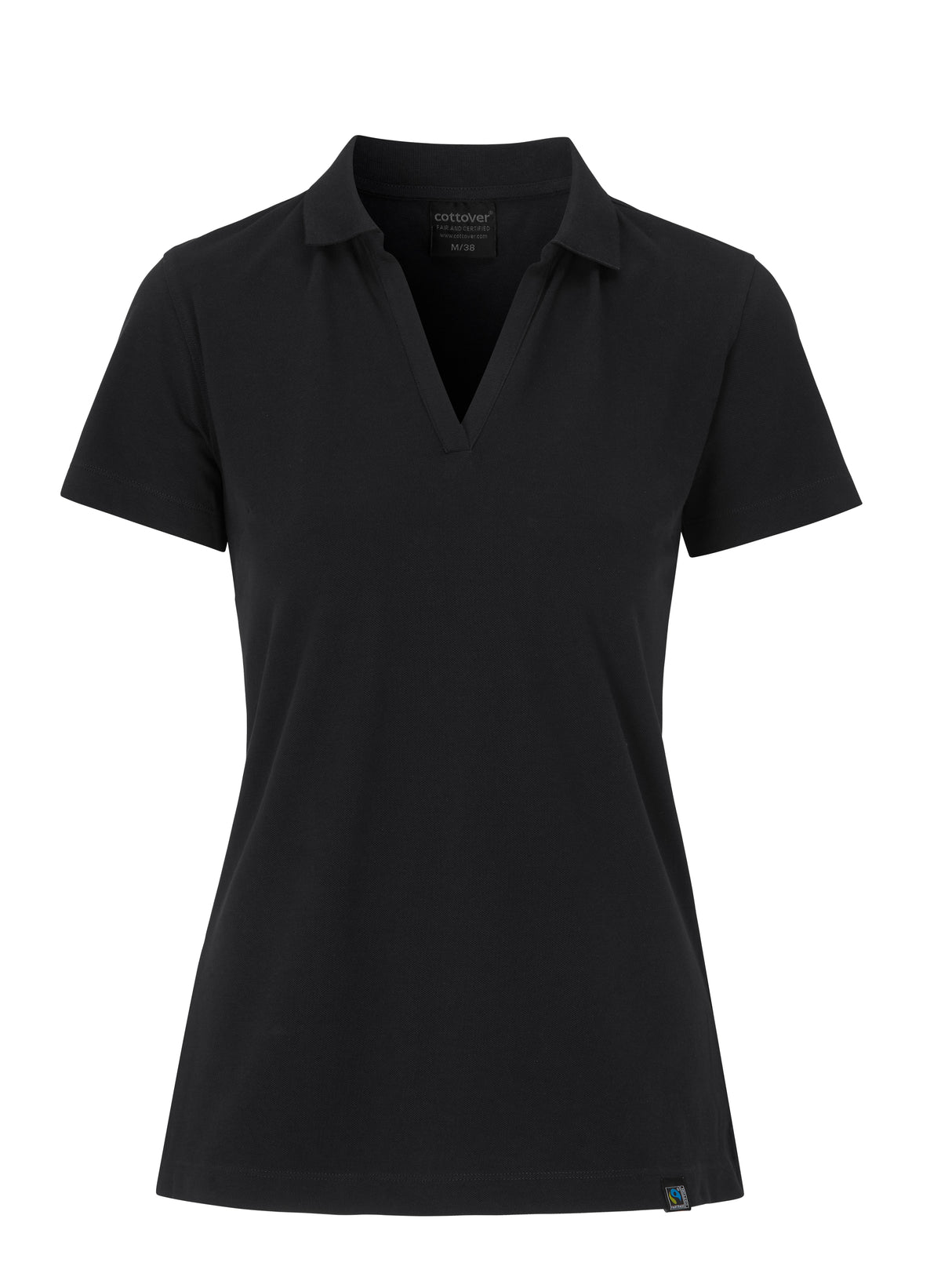 Cottover Stretch Pique Lady Schwarz, Vorderansicht