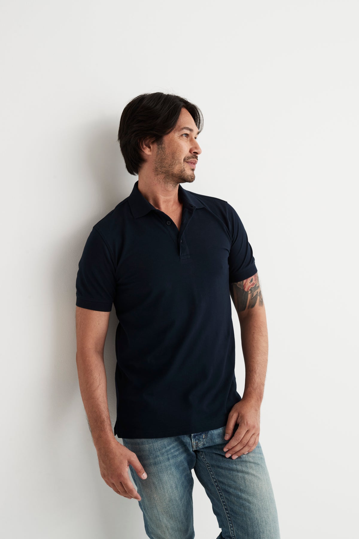 Cottover Stretch Piqué Man Marine, Produktansicht