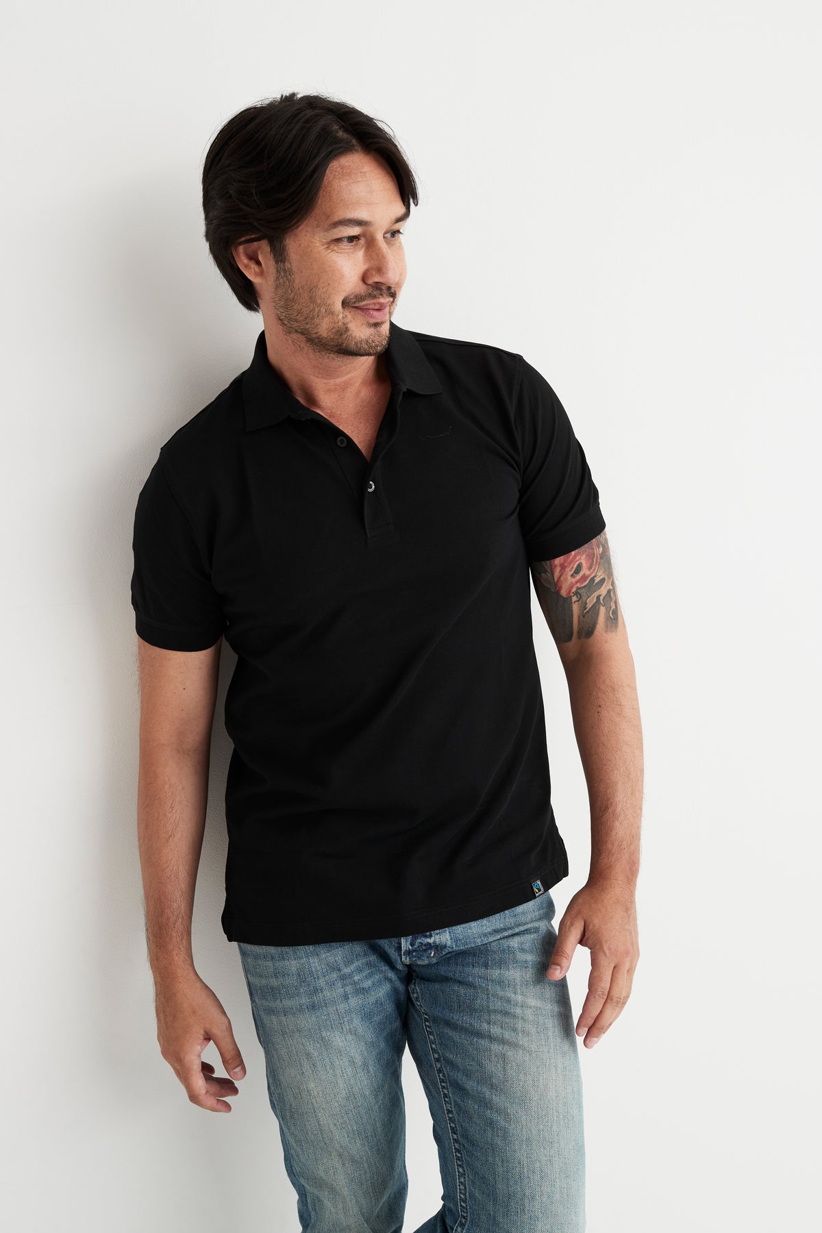 Cottover Stretch Piqué Man Schwarz, Produktansicht