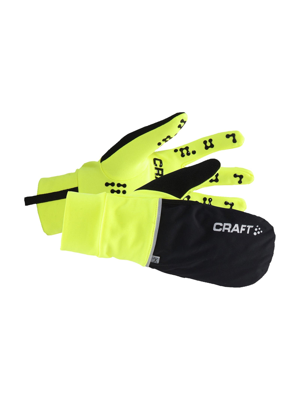 Craft ADV Hybrid Weather Glove in Neongelb/Schwarz, Vorderansicht