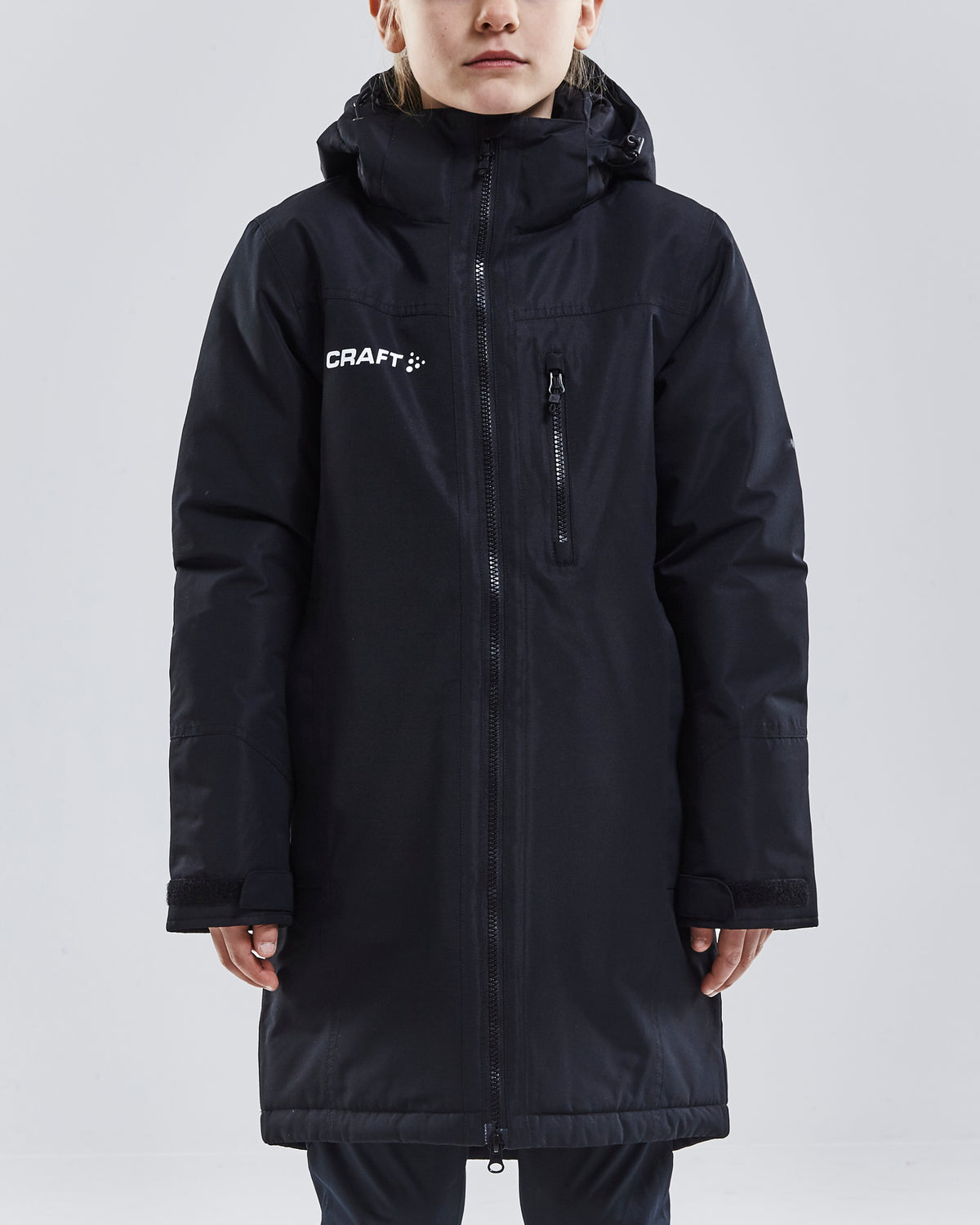 Craft Jacket Parkas Junior in Schwarz, Detailansicht