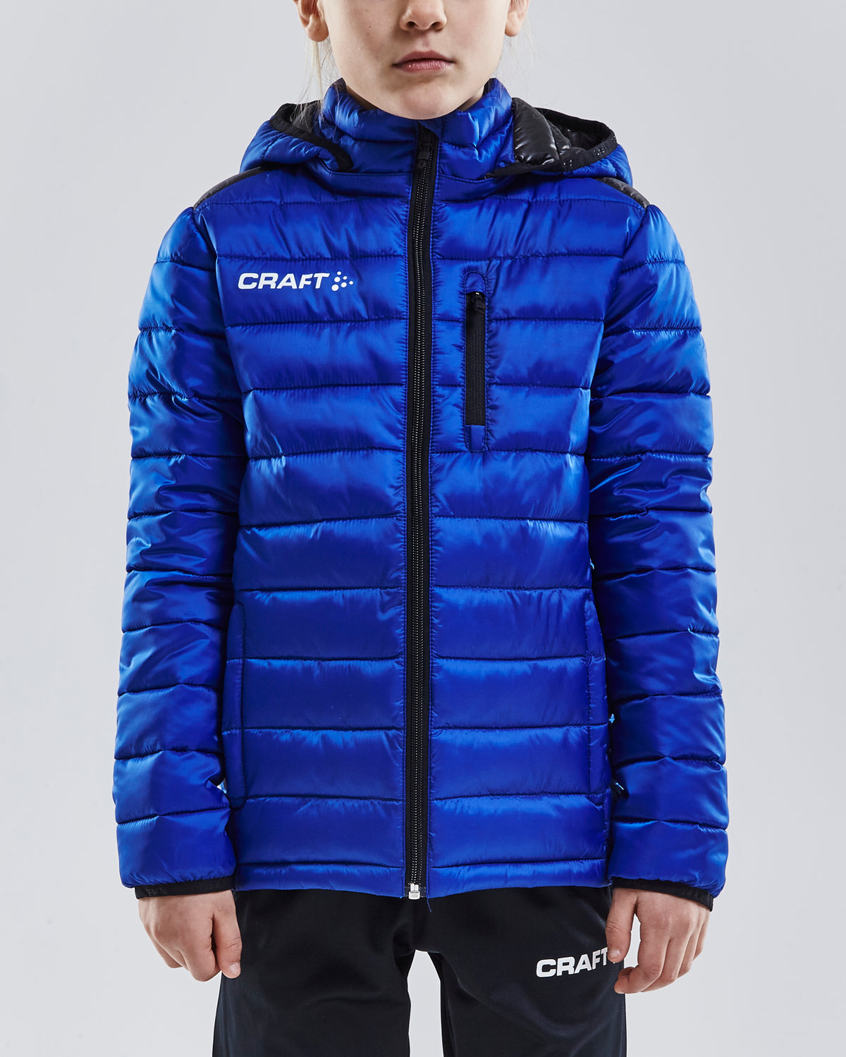 Craft Isolate Jacket Junior in Kobaltblau, Detailansicht