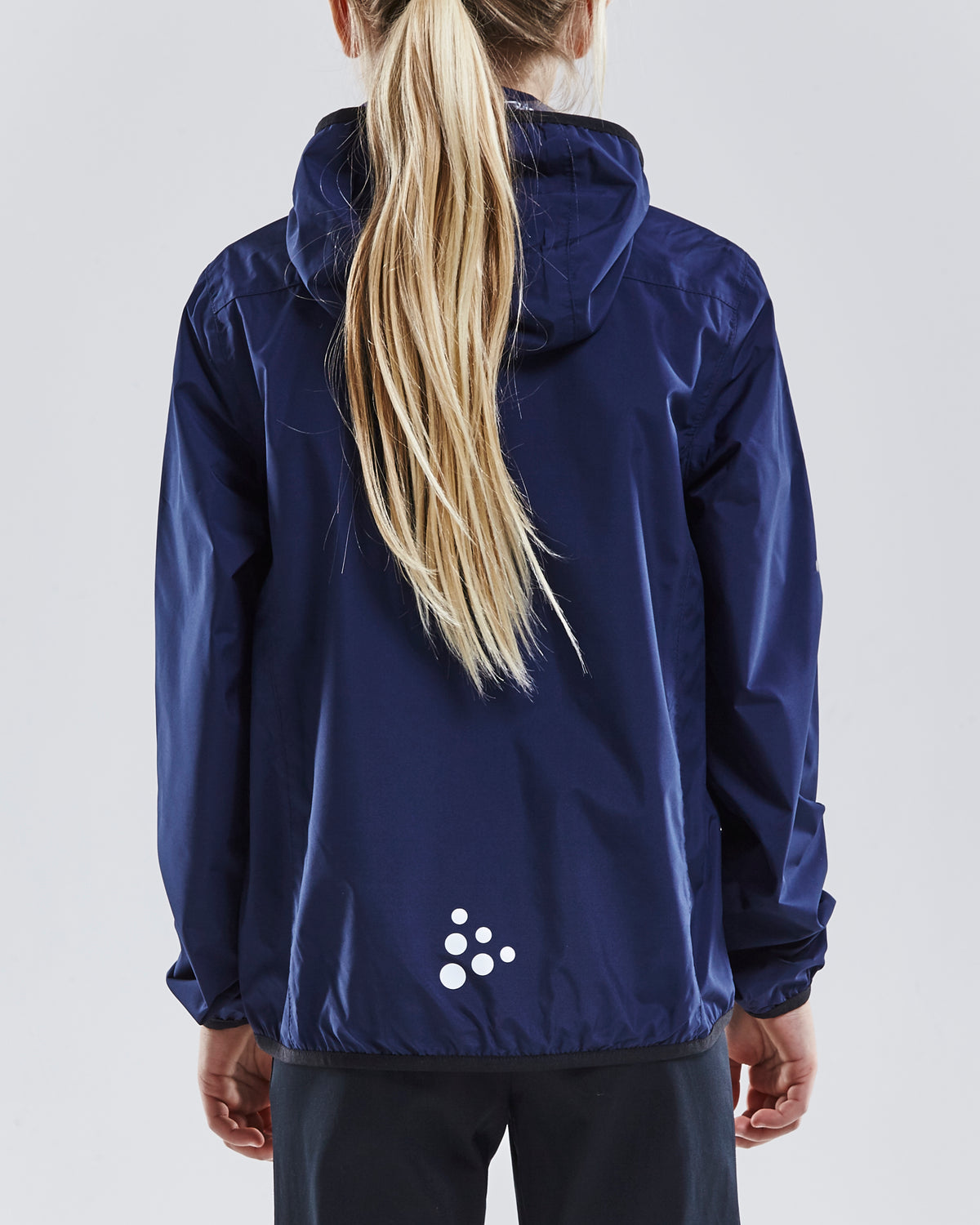 Craft Jacket Rain Junior in Navy, Detailansicht