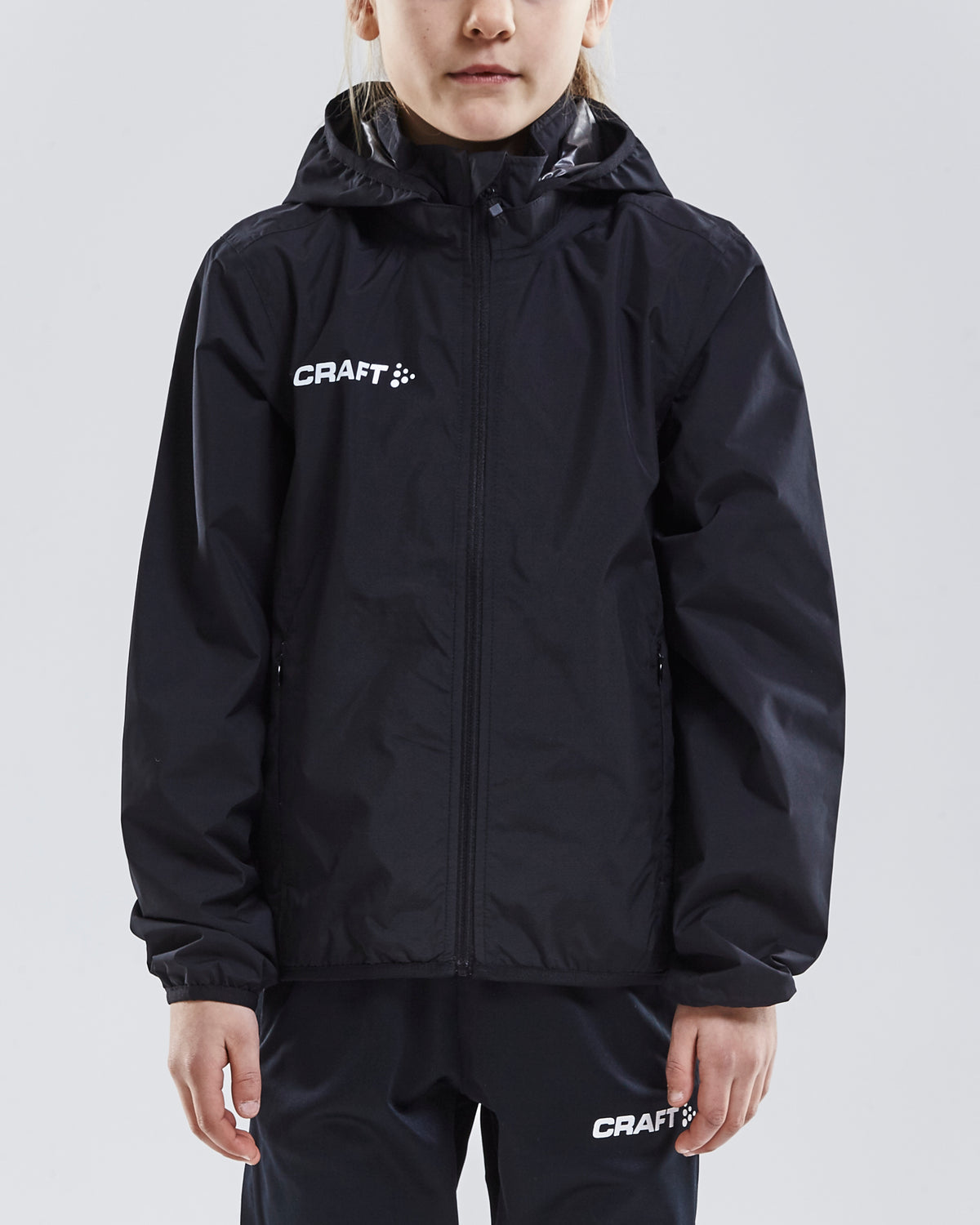 Craft Jacket Rain Junior in Schwarz, Detailansicht