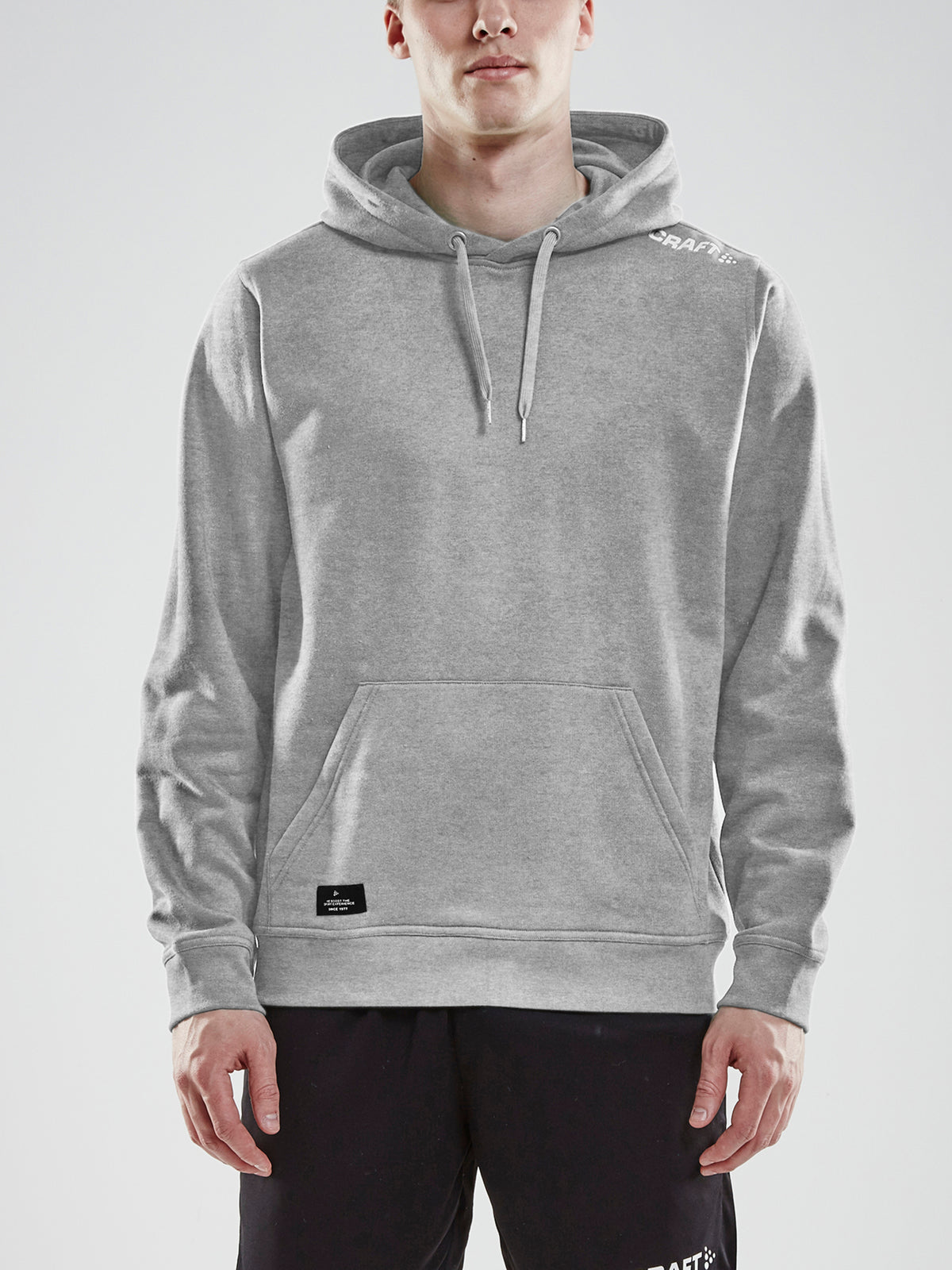 Craft Community Hoodie Herren in Grau meliert, Detailansicht
