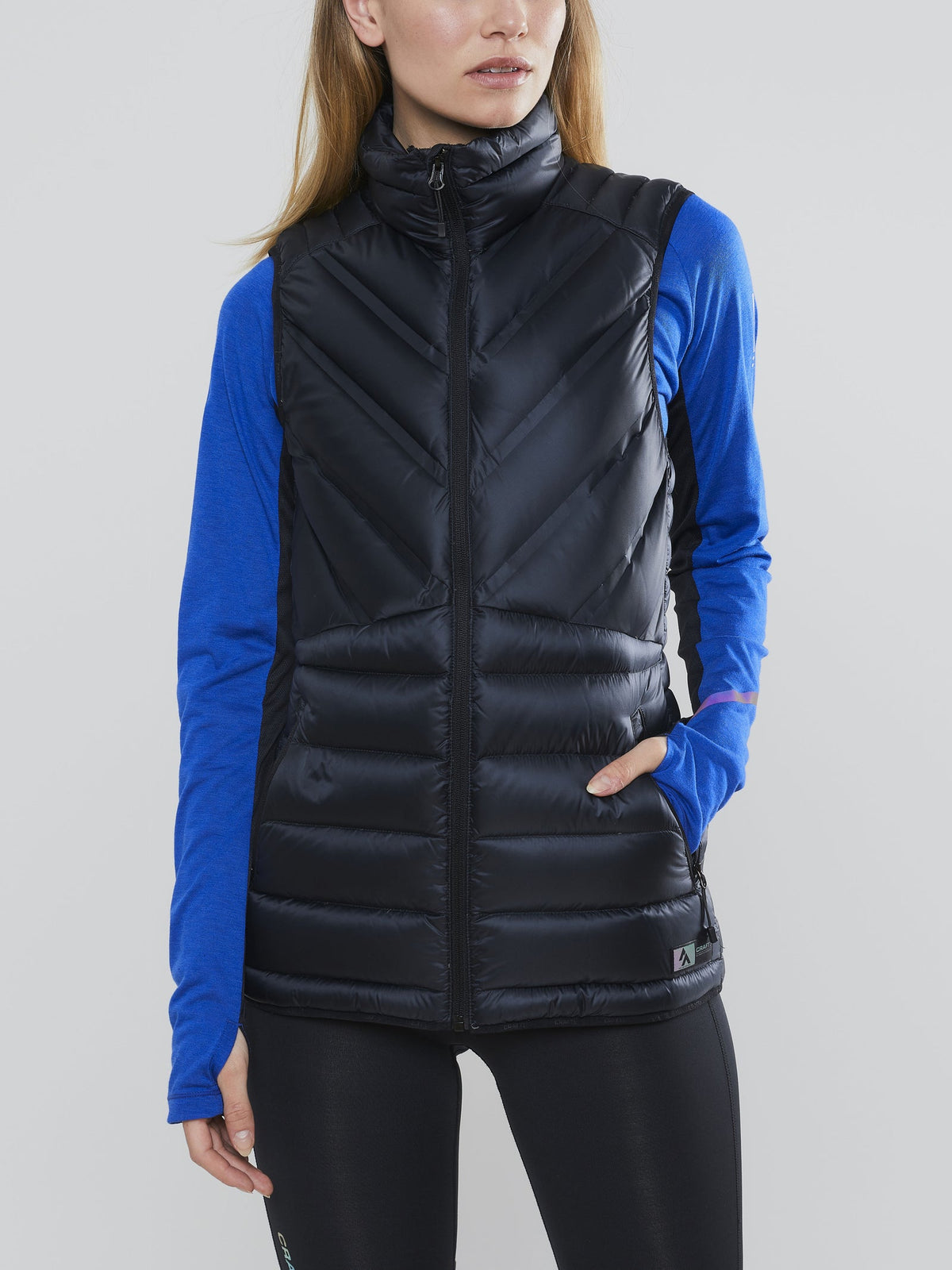Craft Light Down Vest Damen in Schwarz, Detailansicht