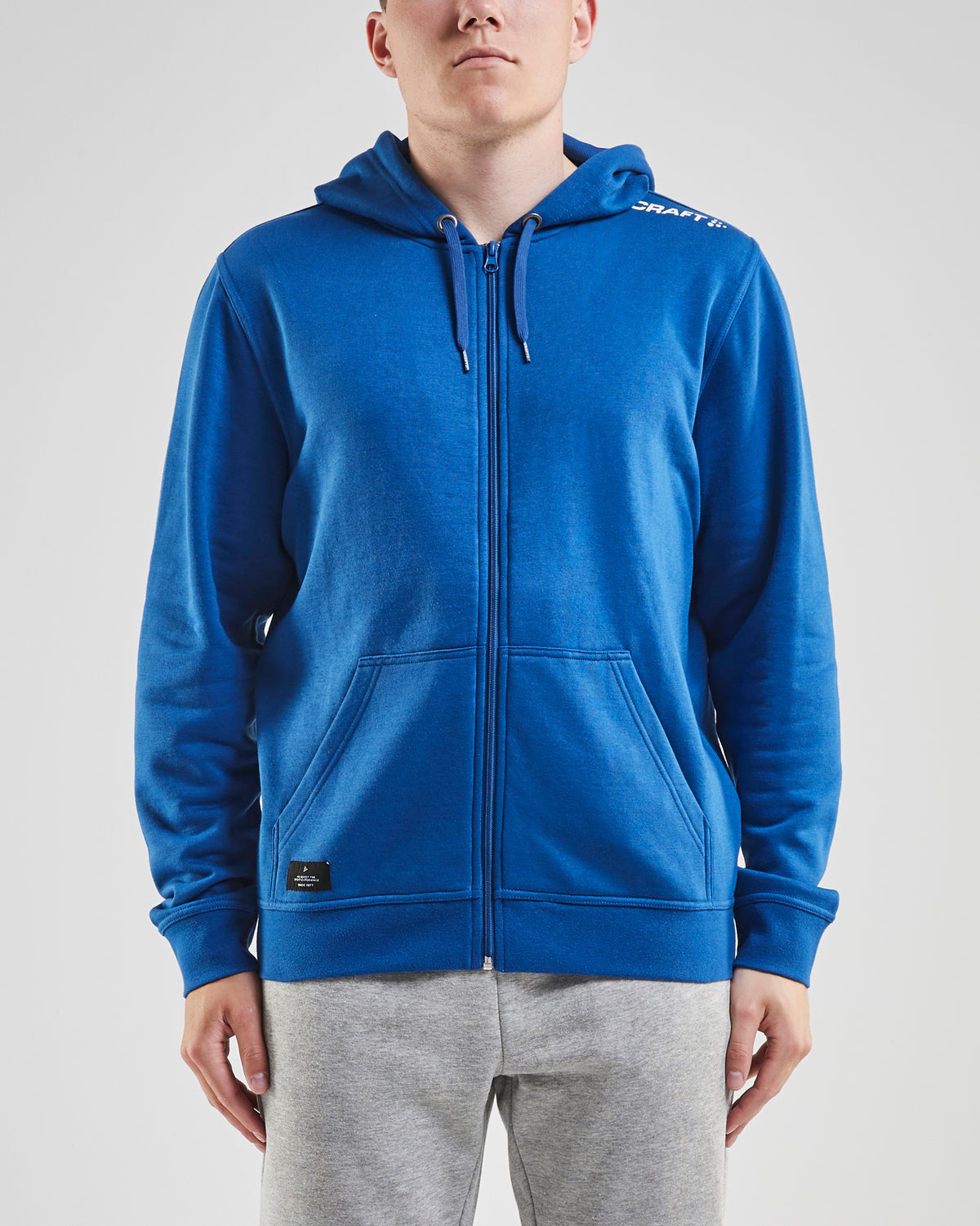 Craft Community FZ Hoodie Herren in Royalblau, Detailansicht