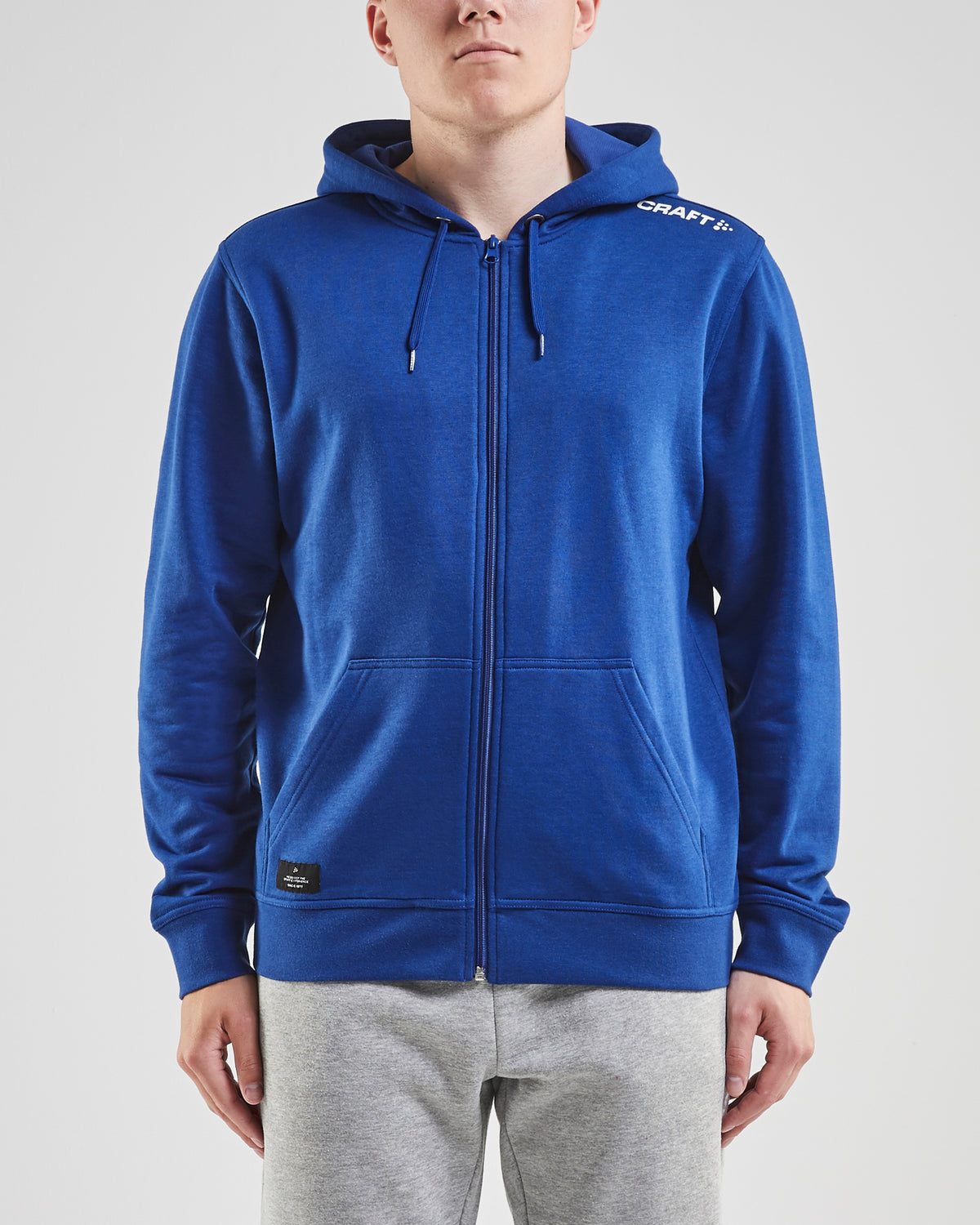 Craft Community FZ Hoodie Herren in Kobaltblau, Detailansicht