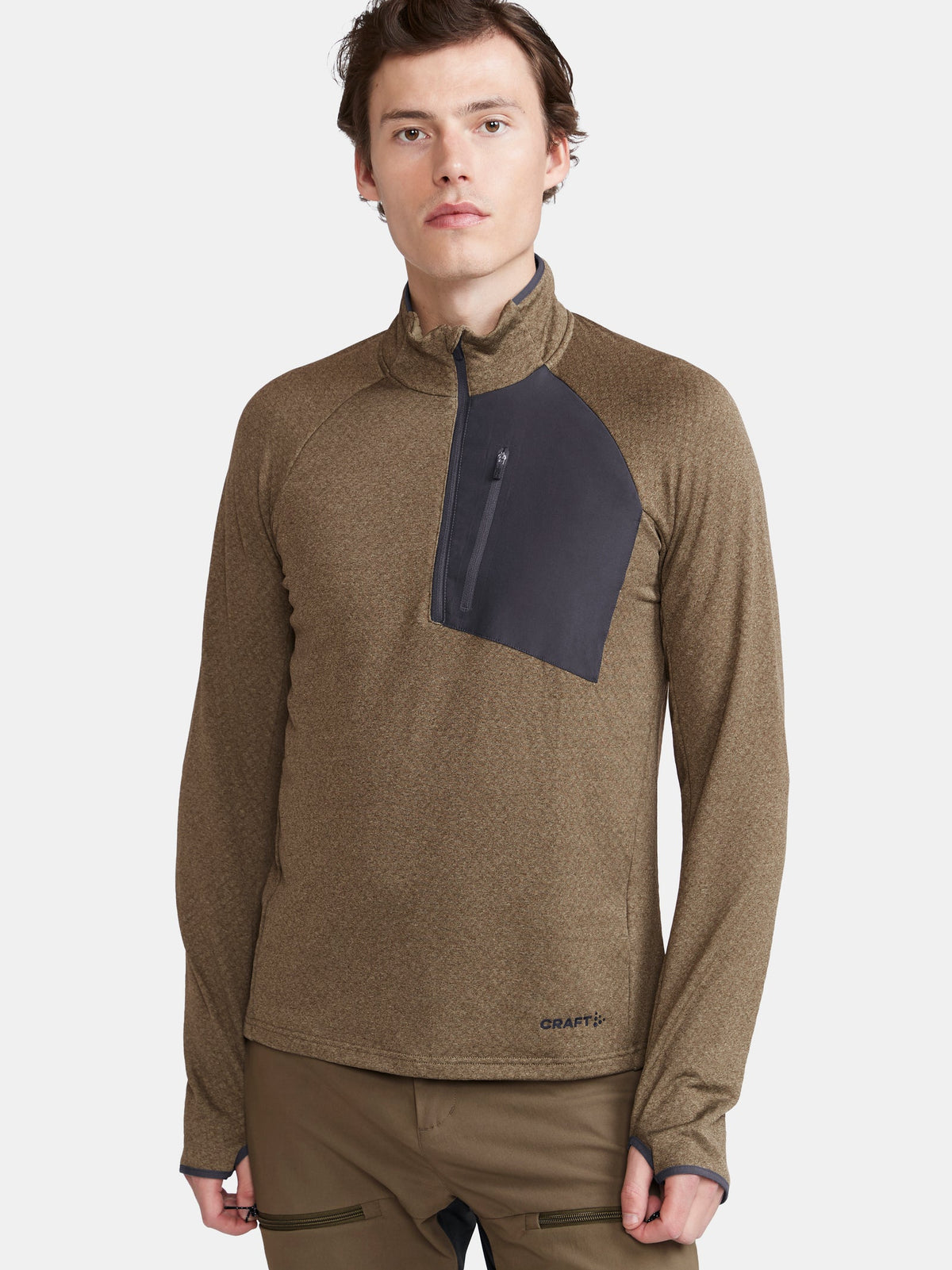 Craft CORE Trim Thermal Midlayer Herren in Grün meliert, Detailansicht