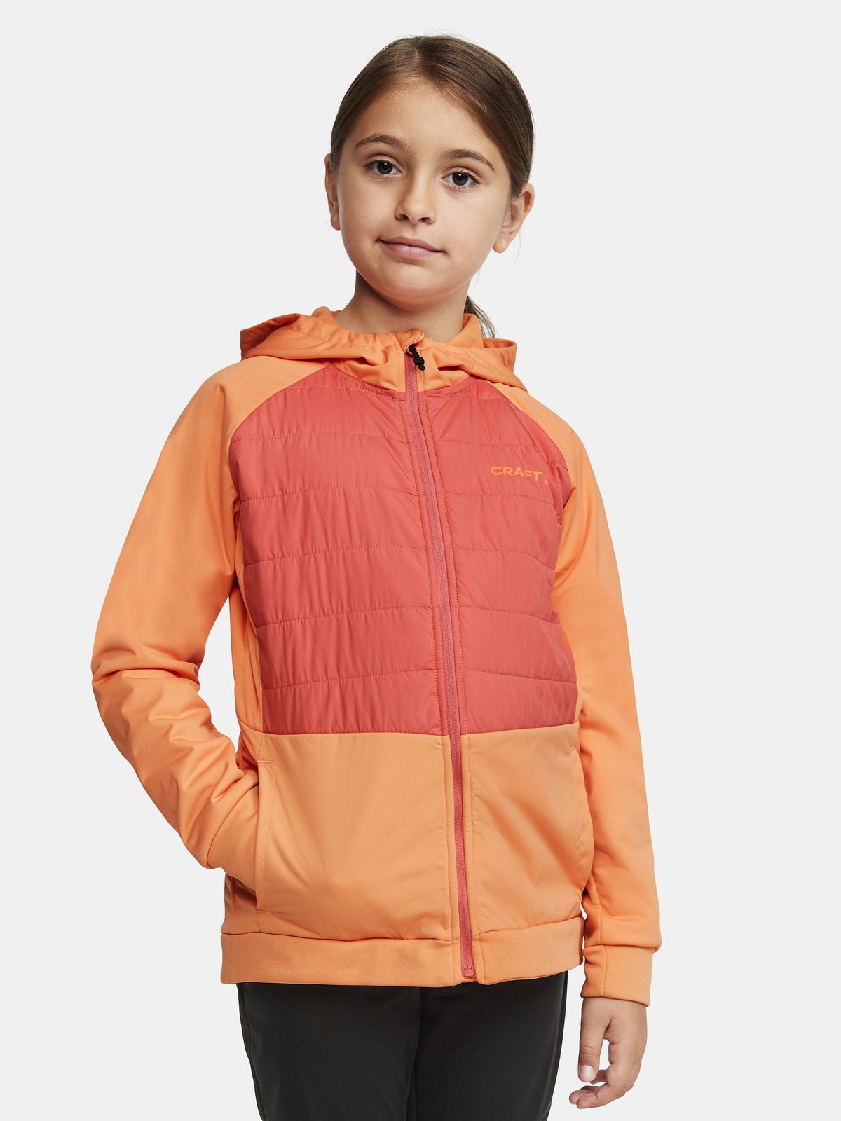 Craft ADV Thermal XC Hood Jacket Junior in Orange, Detailansicht