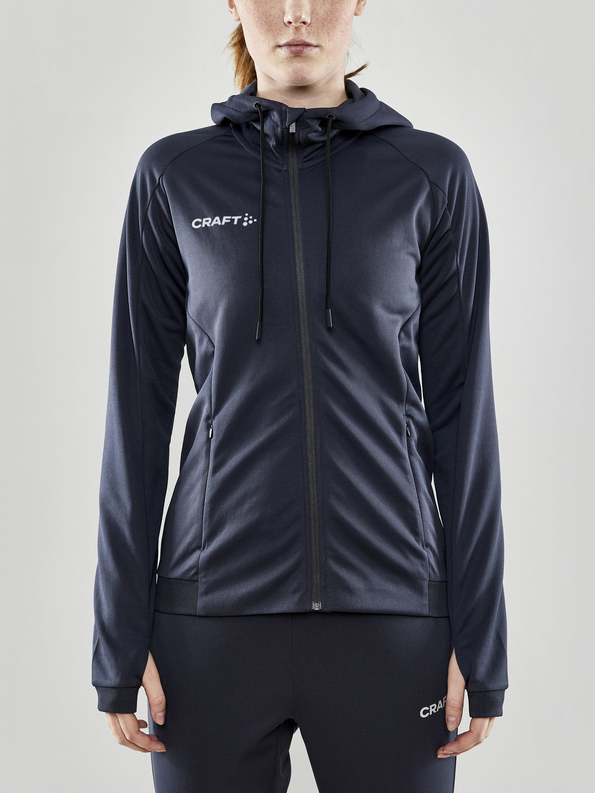 Craft Evolve Hood Jacket Damen in Dunkelgrau, Detailansicht
