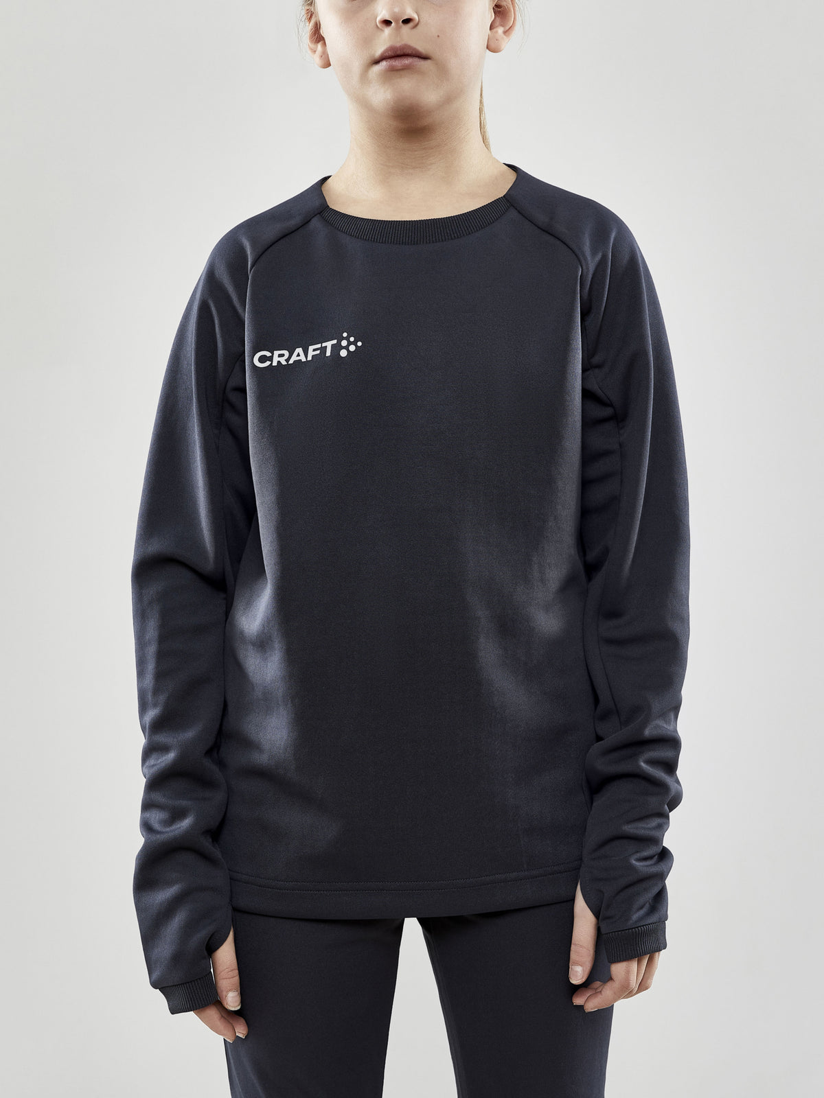 Craft Evolve Crew Neck Junior in Dunkelgrau, Detailansicht