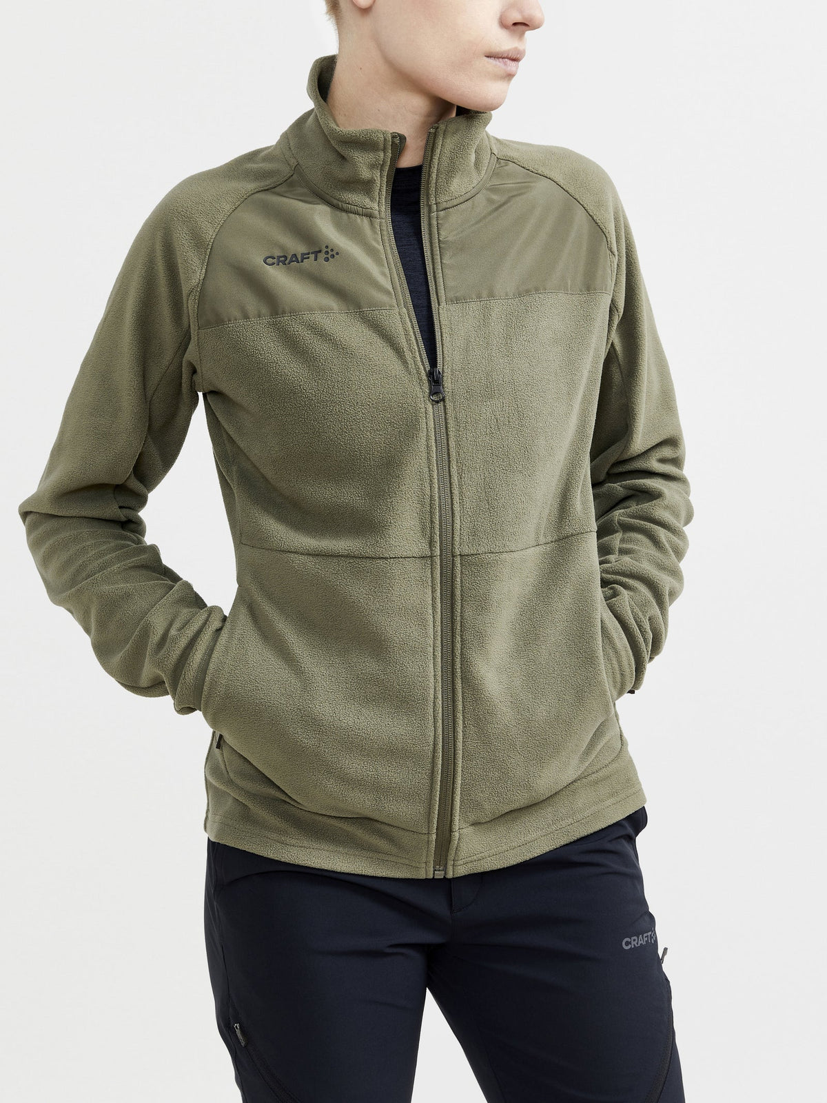 Craft ADV Explore Fleece Midlayer Damen in Oliv, Detailansicht